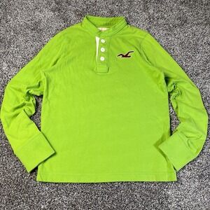 Vintage Y2K Hollister Henley Shirt Mens Size M Green 1922 Surfing Co Long Sleeve